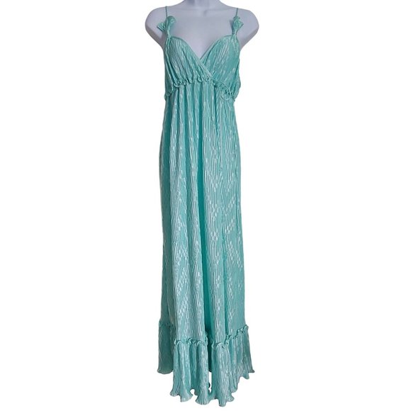 Mary McFadden Dresses & Skirts - Mary McFadden Collection 1 Grecian Plisse Aqua Full Length Gown Medium